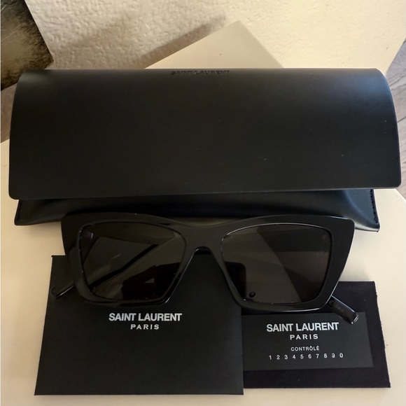 Saint Laurent YSL SL276 Mica Black Cat-Eye Sunglasses New - Picture 1 of 5